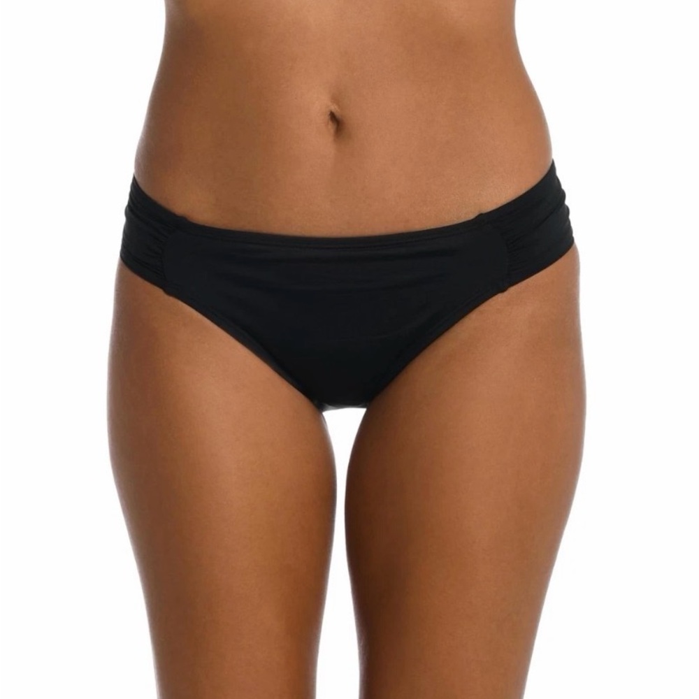 NWT La Blanca Island Goddess Side Hipster Bikini Bottom black Size 10